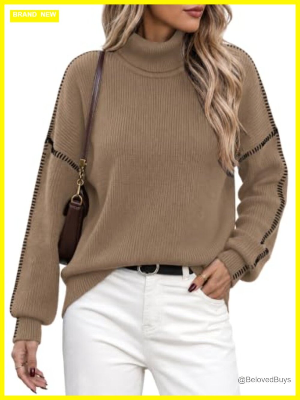 Womens Oversized Chunky Tunic Turtleneck Pullover Sweater Knitwear